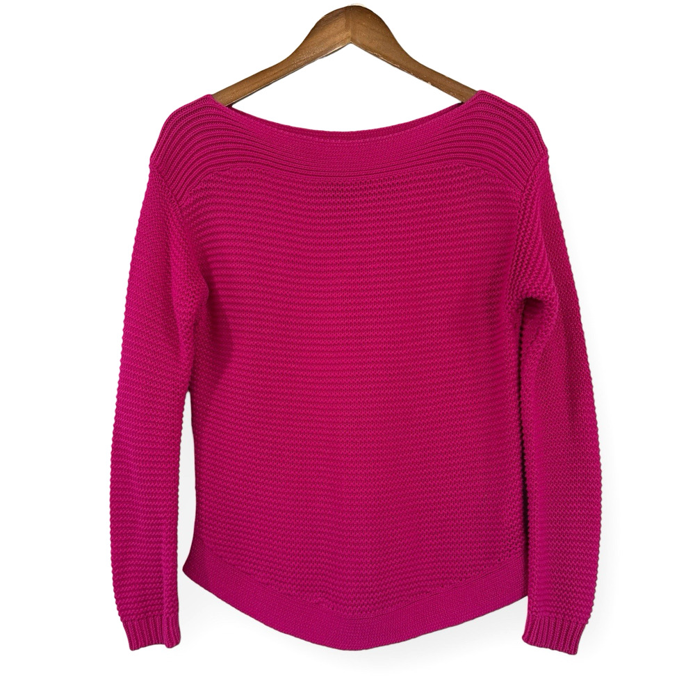 Lauren Ralph Lauren Knit Cotton Boatneck Sweater Womens Size S Pink Magenta
